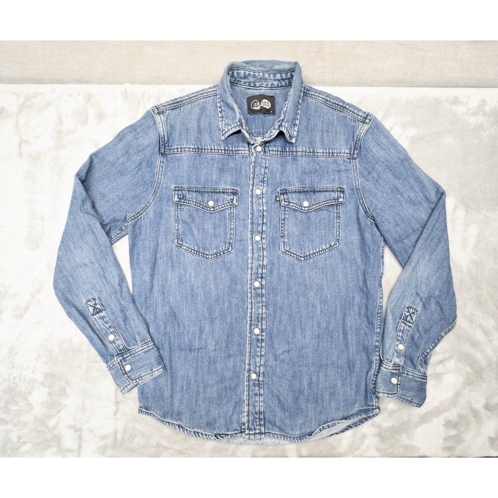 Cheap Monday Pearl Snap Long Sleeve Faded Denim Cotton Shirt Men's Size Small